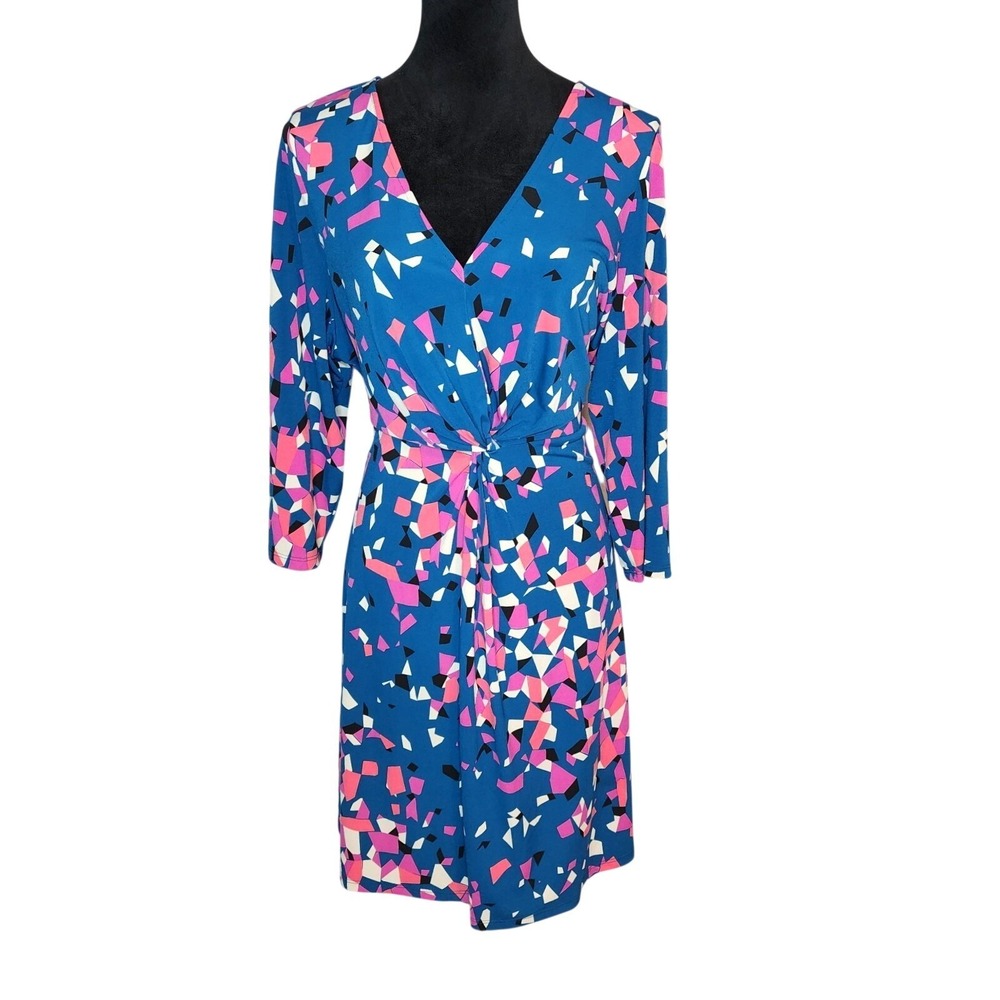LEOTA Size 2X USA made Twist Front Stretch Knit Faux Perfect Wrap Sheath Dress